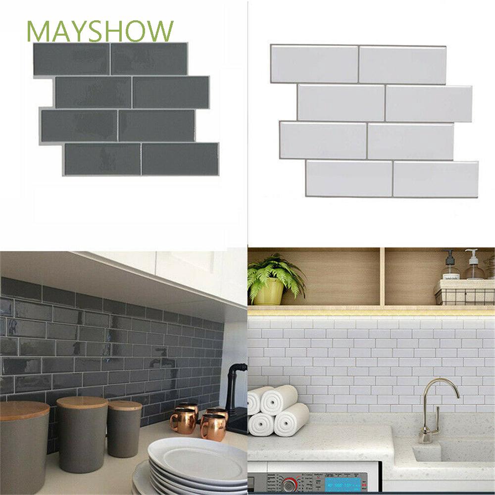 MAYSHOW Removable Subway Tile Grey Brick 3D Self Adhesive Wall Sticker
