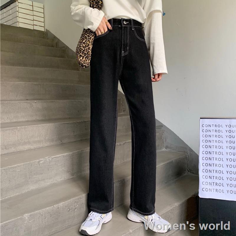 ladies black straight leg jeans