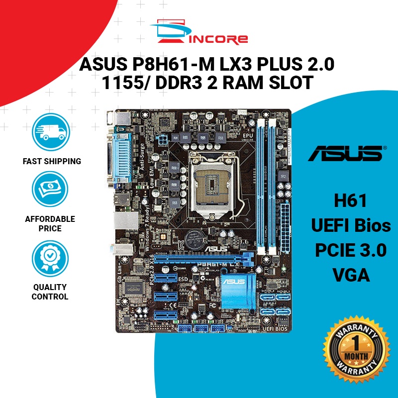 Asus H61 Socket 1155 Motherboard (TEST VIDEO PROVIDED) Intel 2nd Gen