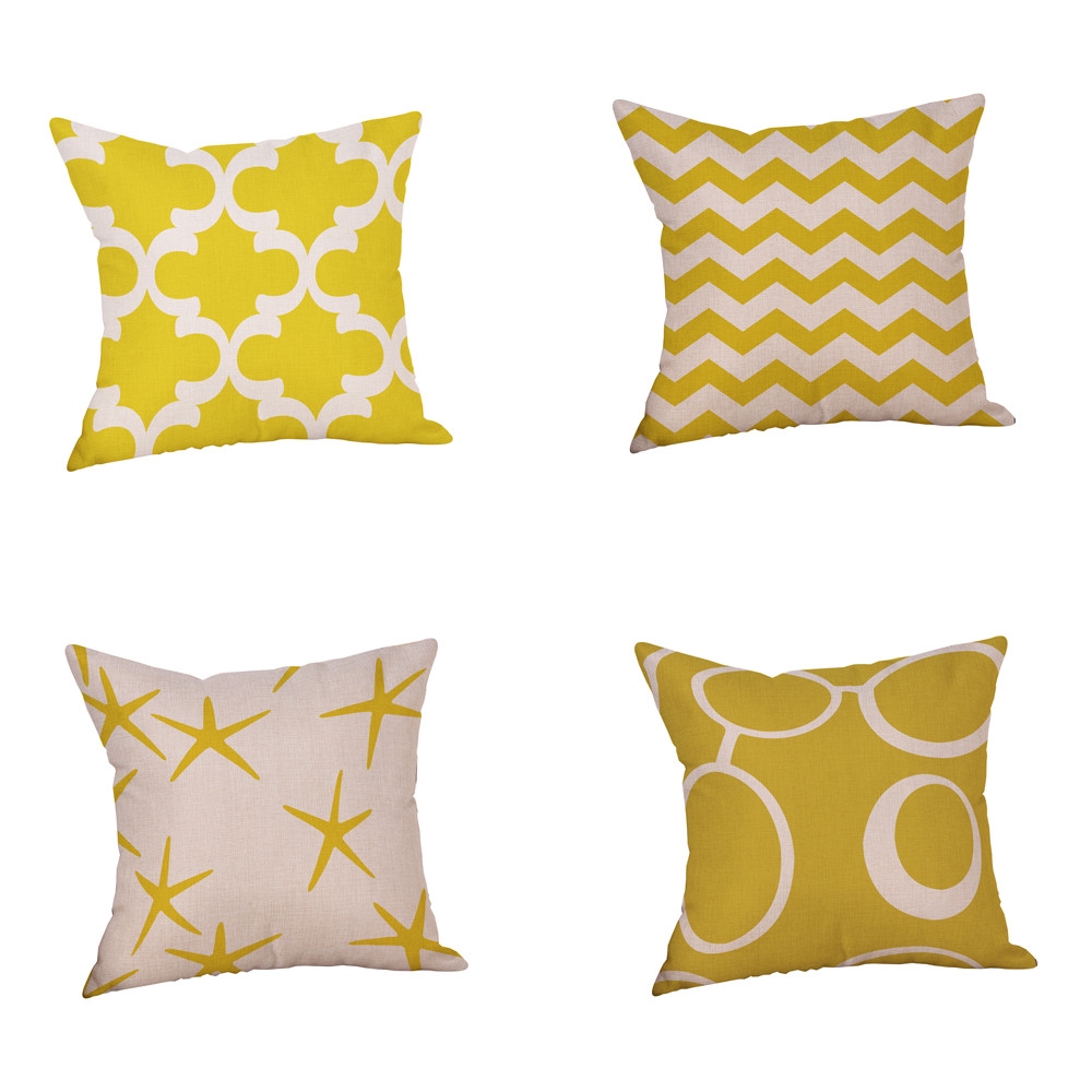 Decorative Pillow Case Mustard Yellow Cushion Cover Sofa Seat