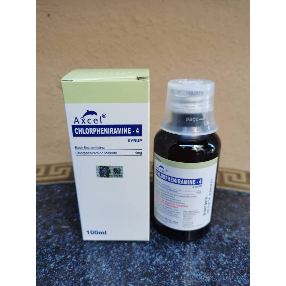 100 Original Kotra Pharma Axcel Chlorpheniramine 4 100 Ml Syrup For Allergy Shopee Malaysia
