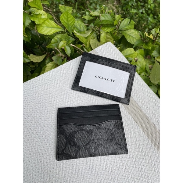 Authentic Coach Slim Id Card Case In Signature Canvas F58110 Shopee