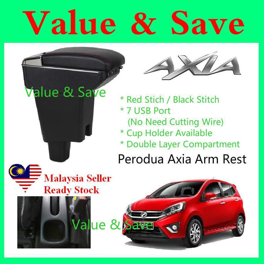 Perodua Axia Arm Rest Armrest 2 Layer With Cup Holder (RED / BLACK