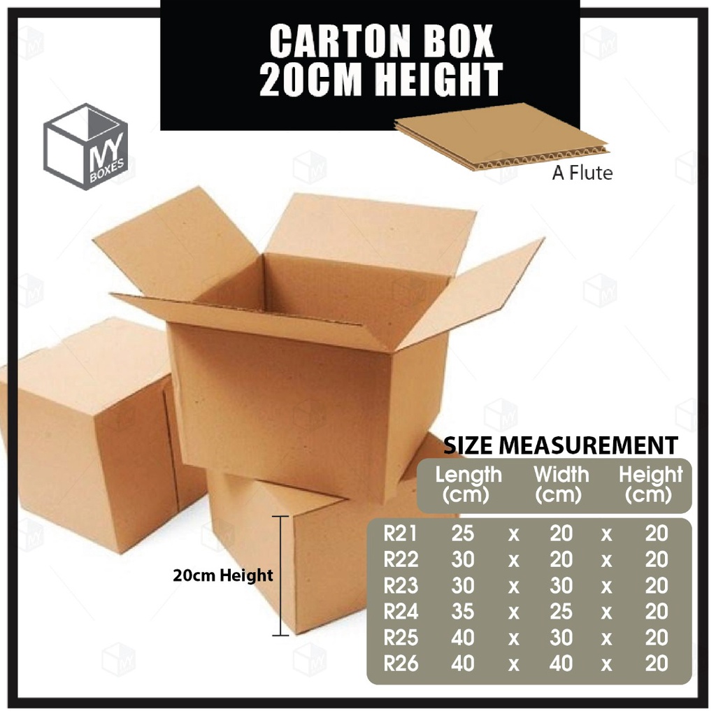 Single flute cardboard box 600 x 400 x 300 mm by 20 