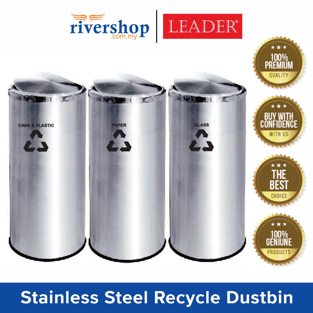 LEADER Stainless Steel Flip Top Recycle Bin Recycle234/SS Swing Top