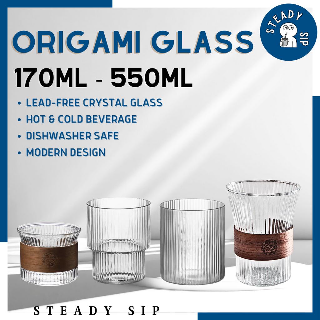 Steady Sip Origami Glass Coffee Tea Soda Drink Fruit Water Milk Americano Glass Cup 饮料杯 水杯 ins 高颜值 玻璃咖啡杯茶杯 Gelas Minuman