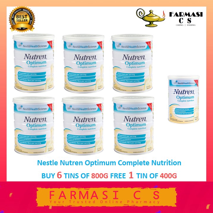 Nestle Nutren Optimum Complete Nutrition 800g (BUY 6 Tins FREE 1 Tin Of ...