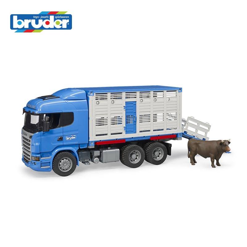 (BRU03549) Bruder, Scania R-Series Livestock Transporter With One Cow ...