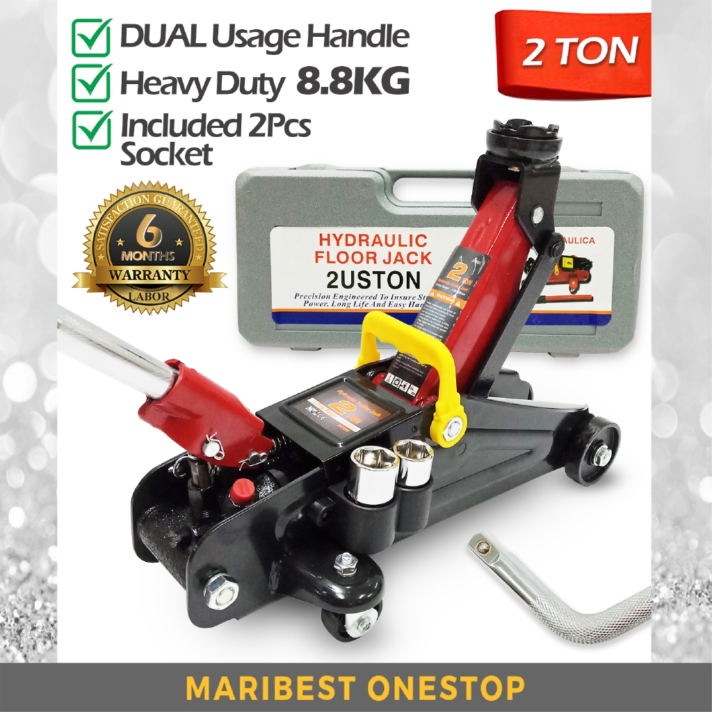 Heavy Duty 2 Ton Floor Jack Hydraulic Floor Jack With 2 Slot Socket Dual Usage Solid Handle