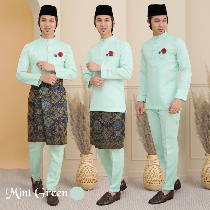 [ MINT GREEN ] BAJU MELAYU SLIM FIT MATERIAL PREMIUM DUCHESS NIKAH