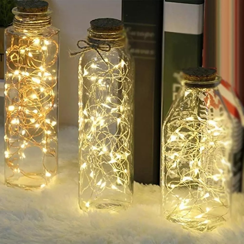 [ Ready Stock ] 1/2M Mini Battery Operated Copper Wire LED Flash String Light/ Ip54 Waterproof Outdoor Garden Fairy Lights/ Home Party Xmas Wedding Garland Festival Decoration Lamp