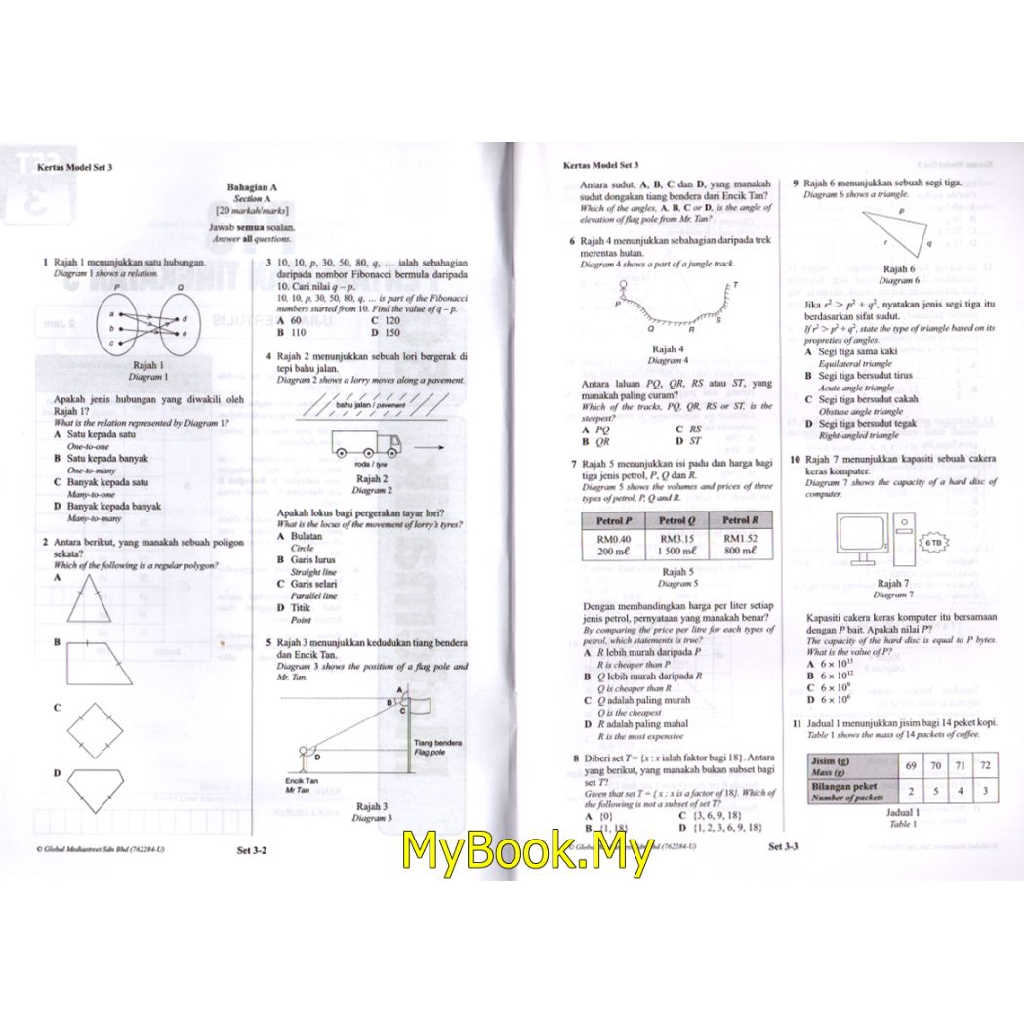 Myb Buku Latihan Penilaian Akhir Tahun Tingkatan 3 Matematik Mathematics Dwibahasa Nusamas Shopee Malaysia