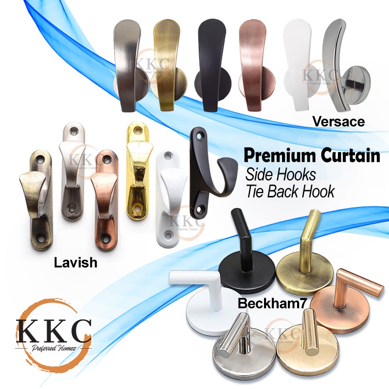 KKC 1 pair Minimalist Premium Curtain Side Hooks TieBack Hook Holdbacks