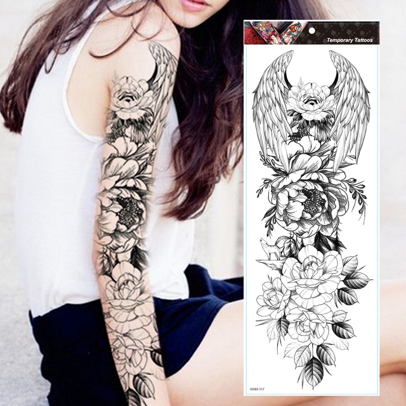 Large Arm Sleeve Tattoo Tiger Skull Owl Waterproof Temporary Tatto Sticker Fox Lion Body Art Full Fake Tatoo Women Men Shopee Malaysia