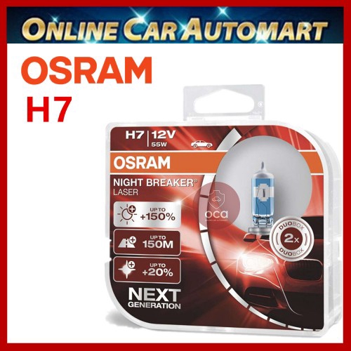 Osram Night Breaker Laser +150% Brighter Bulb H7 - One Pair (With Warranty)