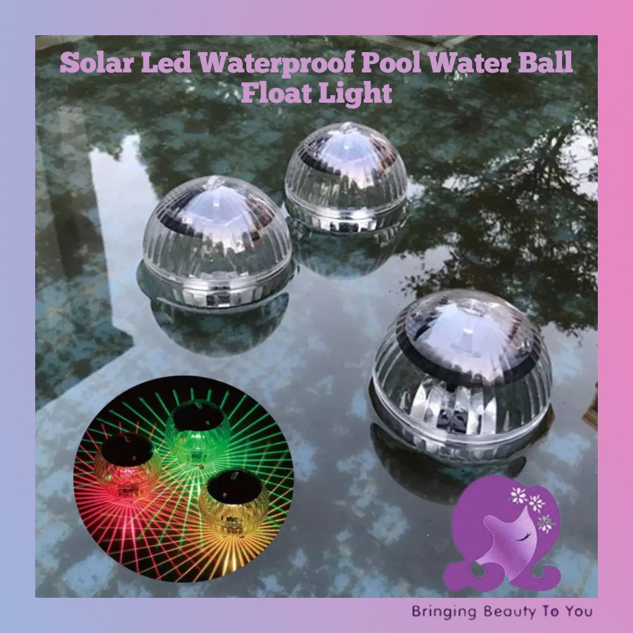 Beauty 2u Solar Led Waterproof Pool Water Ball Float Light Pelita Lampu Raya Lamp Flash Flood Jualan Murah Panel