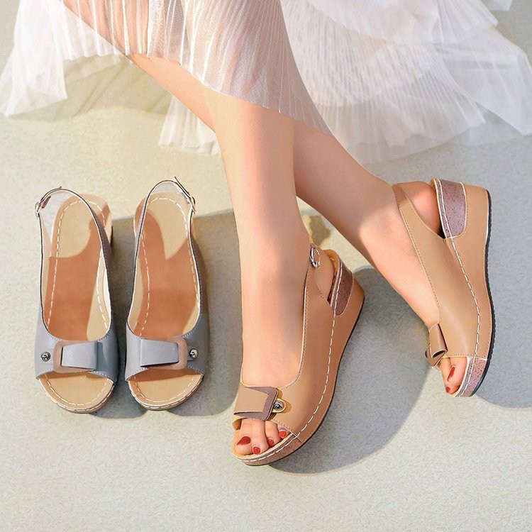 Women's Sandals Casual Peep Toes Shoes Wedge Platforms Buckle Sandals ...
