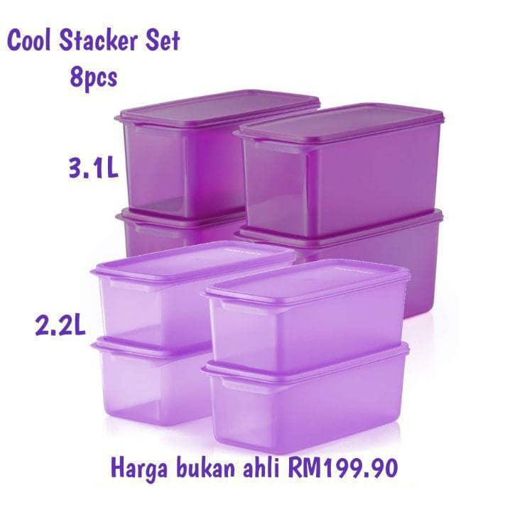 Tupperware Purple / Light Purple / Ungu Cool Stacker Set Container Set Bekas Storage