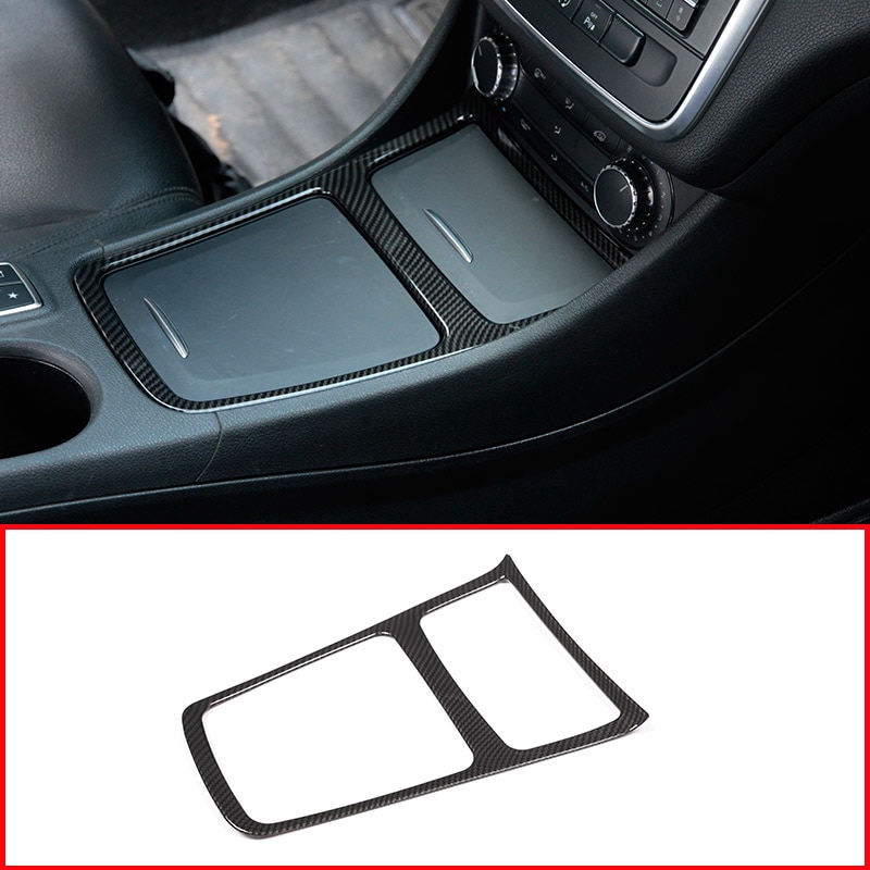 TOOGOO Carbon Abs Center Storage Box Panel Trim Ashtray Cover Car Stickers for Mercedes Cla Gla a Class W117 W176 A180 2014-2017 
