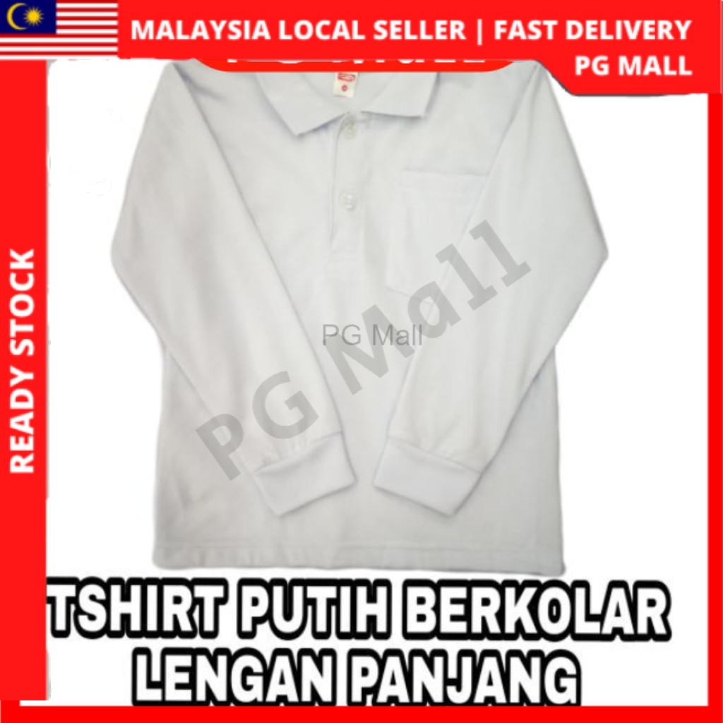 Buy Baju T Shirt Sekolah Berkolar Lengan Panjang Warna Putih Seetracker Malaysia