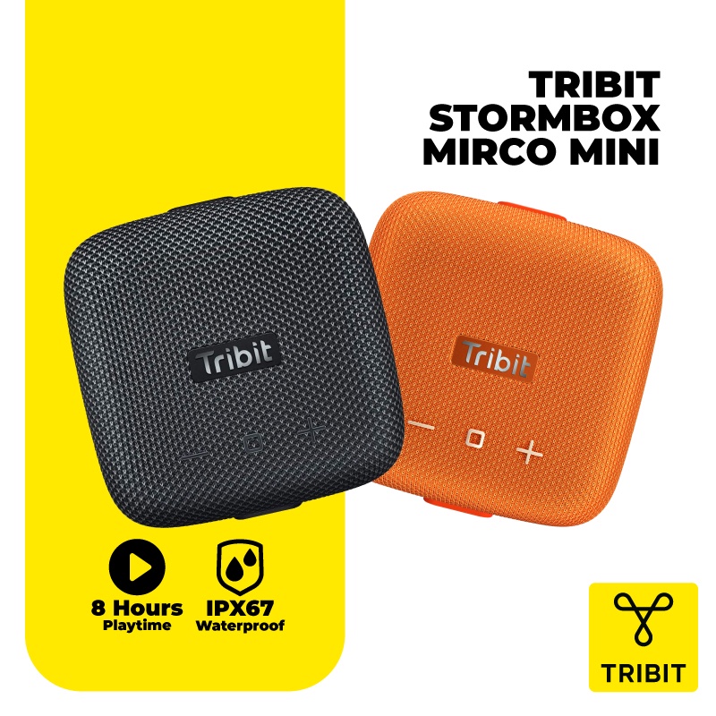 Tribit Stormbox Micro - Mini Speaker, Type C, IPX67 Waterproof, 8Hours Playtime, Bluetooth 5.0 Range 100ft TWS Pairing