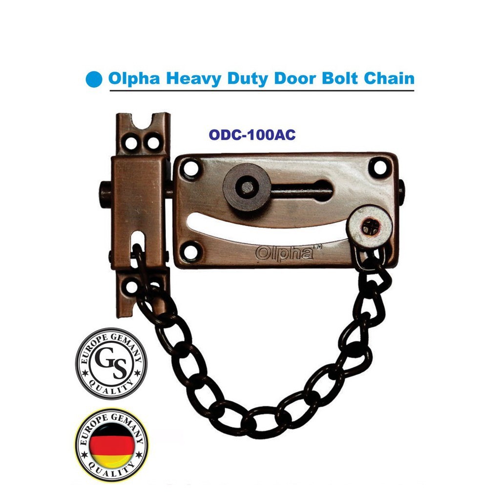 Olpha Heavy Duty Bolt & Chain Door Latch (Antique Copper) ODC100A