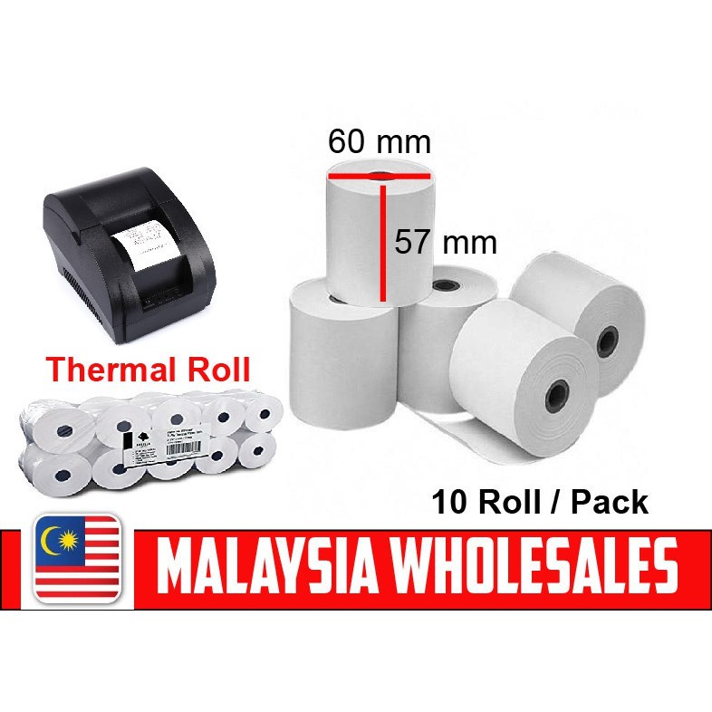 Thermal 57 X 60 X 12 Cash Register Receipt Paper Roll 10 Rolls Shopee Malaysia