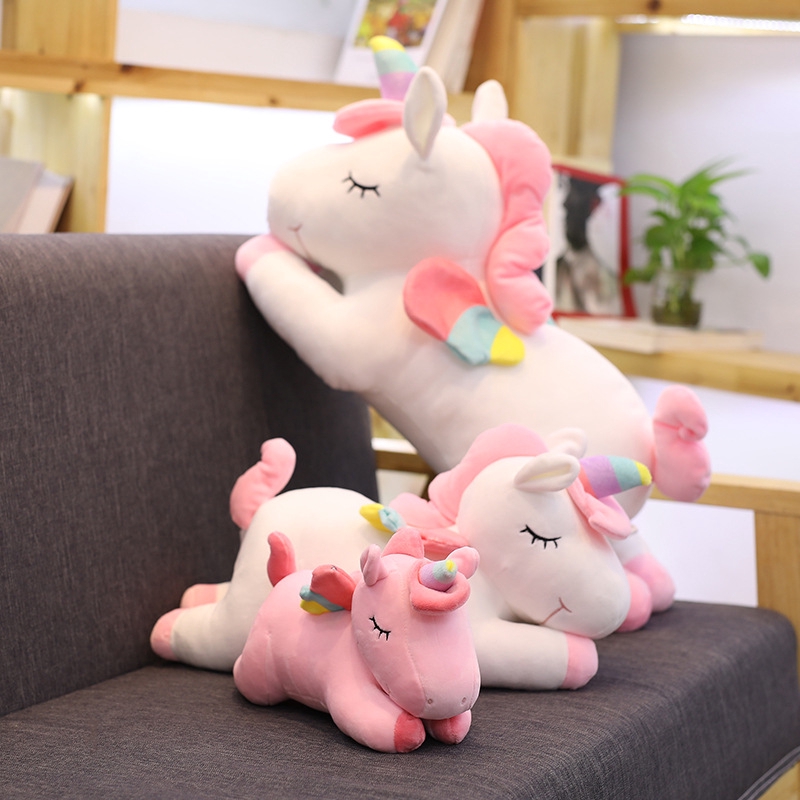 60 cm Large Cute Plush Unicorn Teddy Stuffed Super Soft Cuddly Toy Lying Horse 
