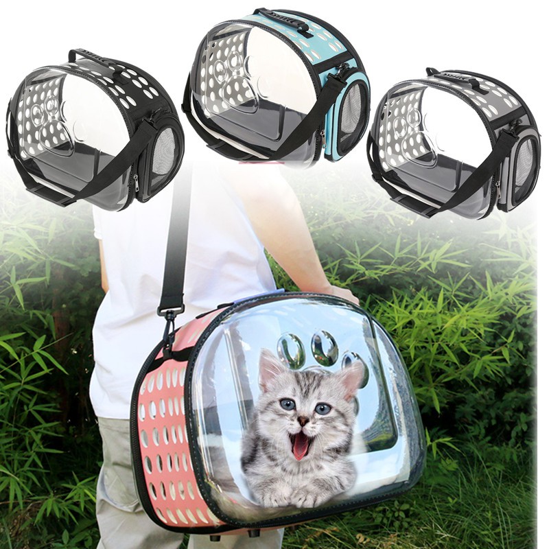 READY STOCK Pet Transparent Fordable Breathable Carrier 