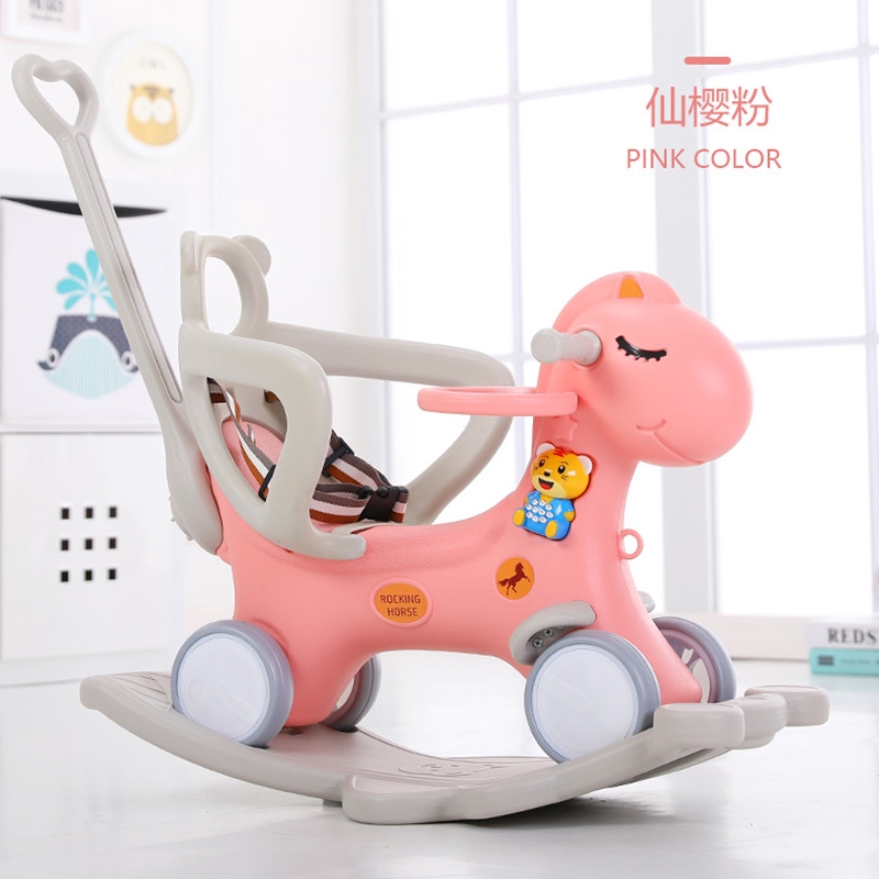 Children Cute Unicorn Rocking Horse Stroller Flashing Wheel Pram Baby ...