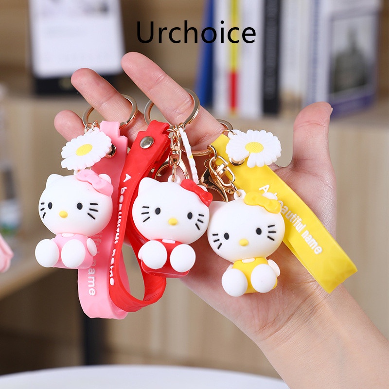 [READY STOCK] Hello Kitty Keychain Pendant with Flower Cute Cartoon