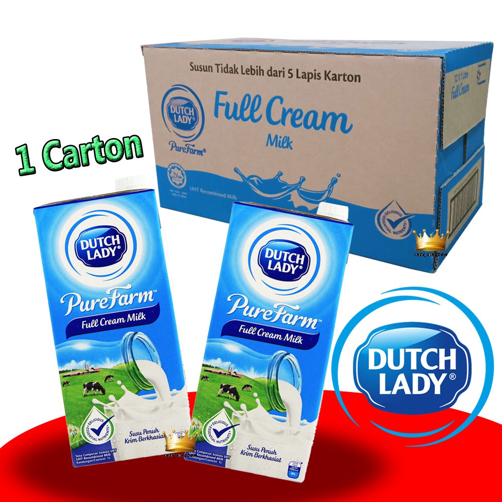 Dutch Lady Pure Farm Full Cream UHT Milk 1 Carton 1carton Susu