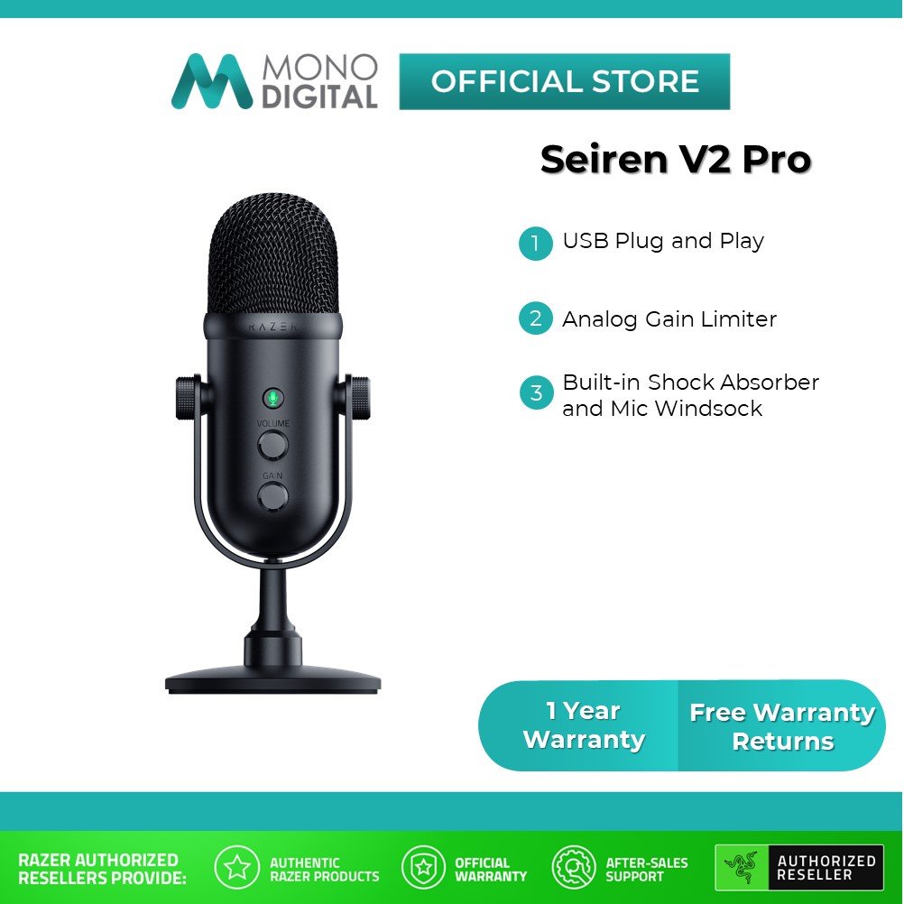 Razer Seiren V2 Pro Dynamic USB Microphone (RZ19-04040100-R3M1)