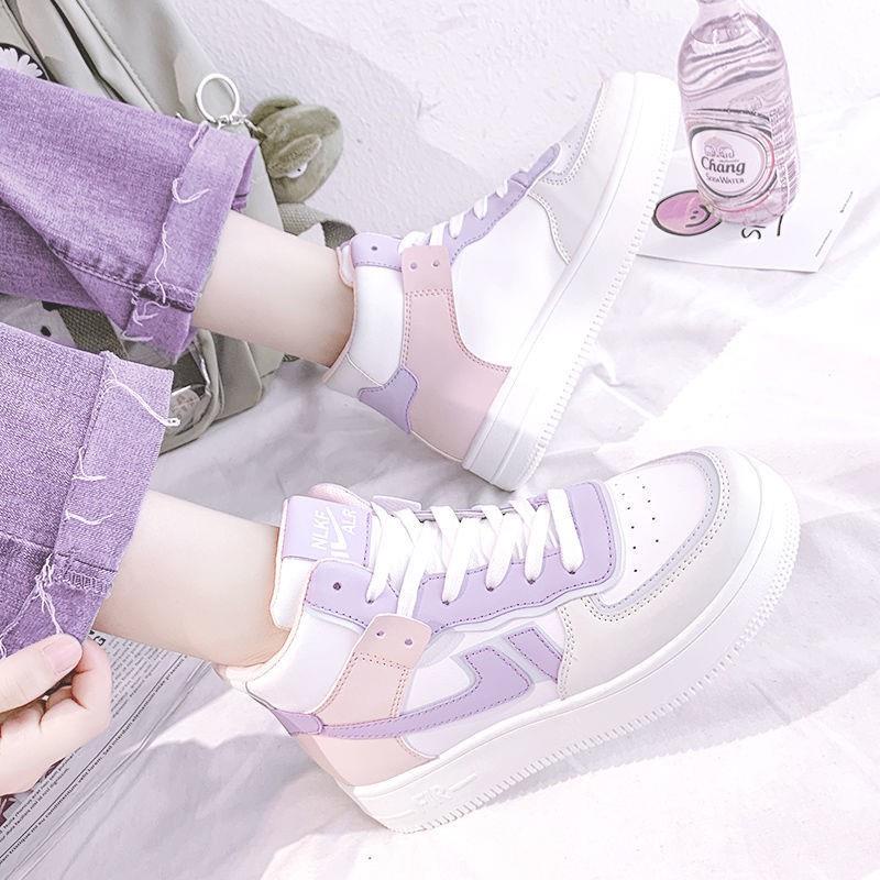 Kasut Tinggi Atasan Ungu Lembut Gadis Jepun Sayang Dreamy Board Ins Street All/*#Soft Purple High-Top Shoes Japanese Girl Sweetheart Dreamy Board Ins Street All