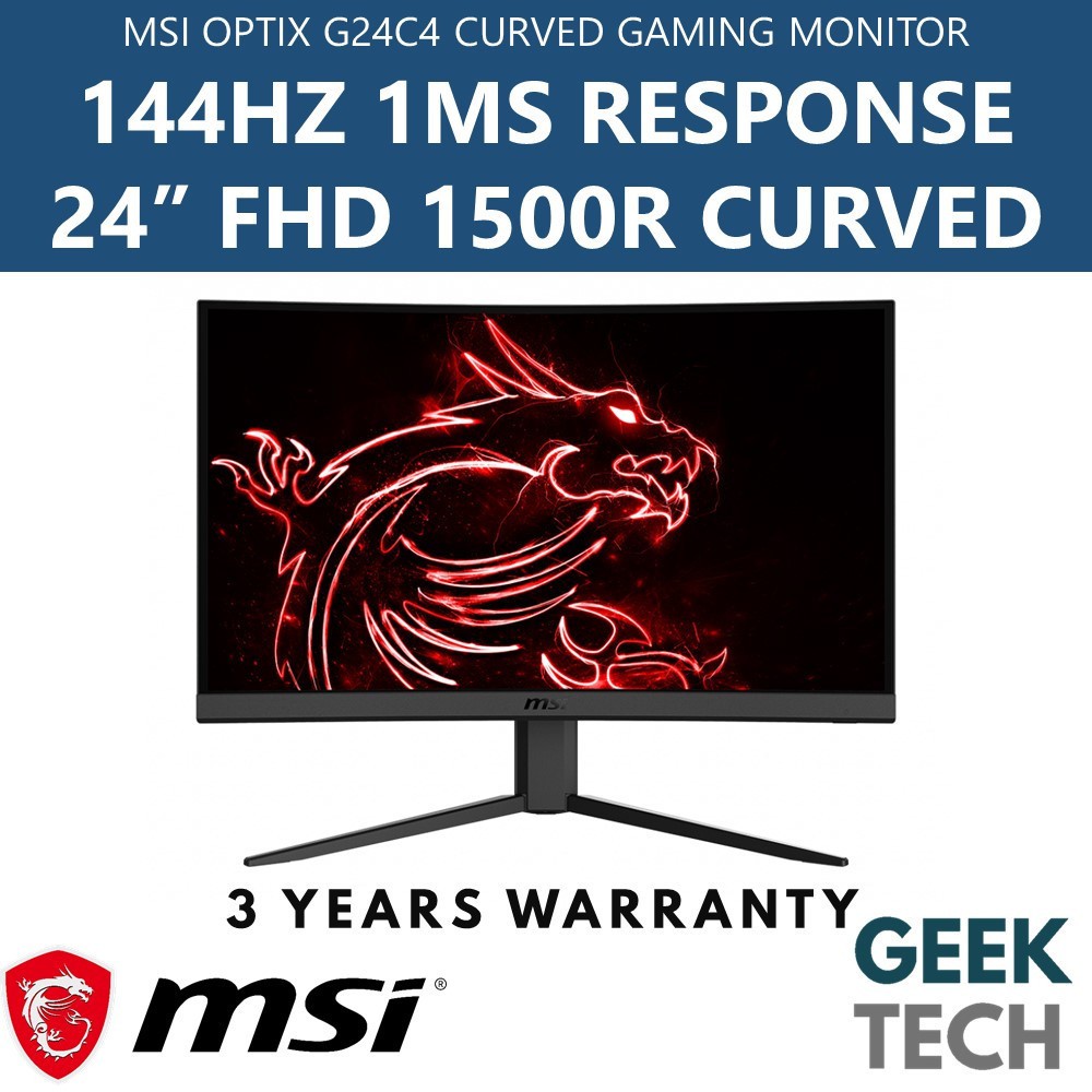 MSI Optix G24C4 24" Full HD VA 144Hz 1ms Curved Gaming Monitor | Shopee ...