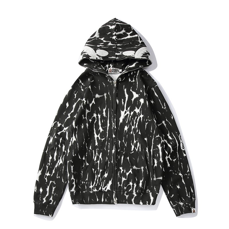 bape black and white shark hoodie