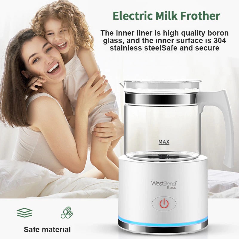 Electric Milk Frother Household Blender Automatic Foamer Pull Flower Milk Hot /Cold Coffee Milk Steamer Foaming Creamer