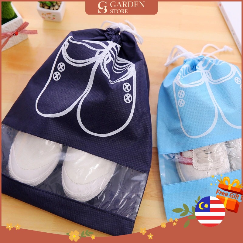 GS Travel Non Woven Drawstring Portable Travel Shoe Bags Multicolor Storage Organizer Bag For Men Women (L Size 44*32cm)