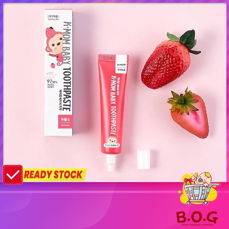👶 Ship Today👶 K-MOM Baby Toothpaste Non Fluoride Natural Strawberry Flavour ( 30g )