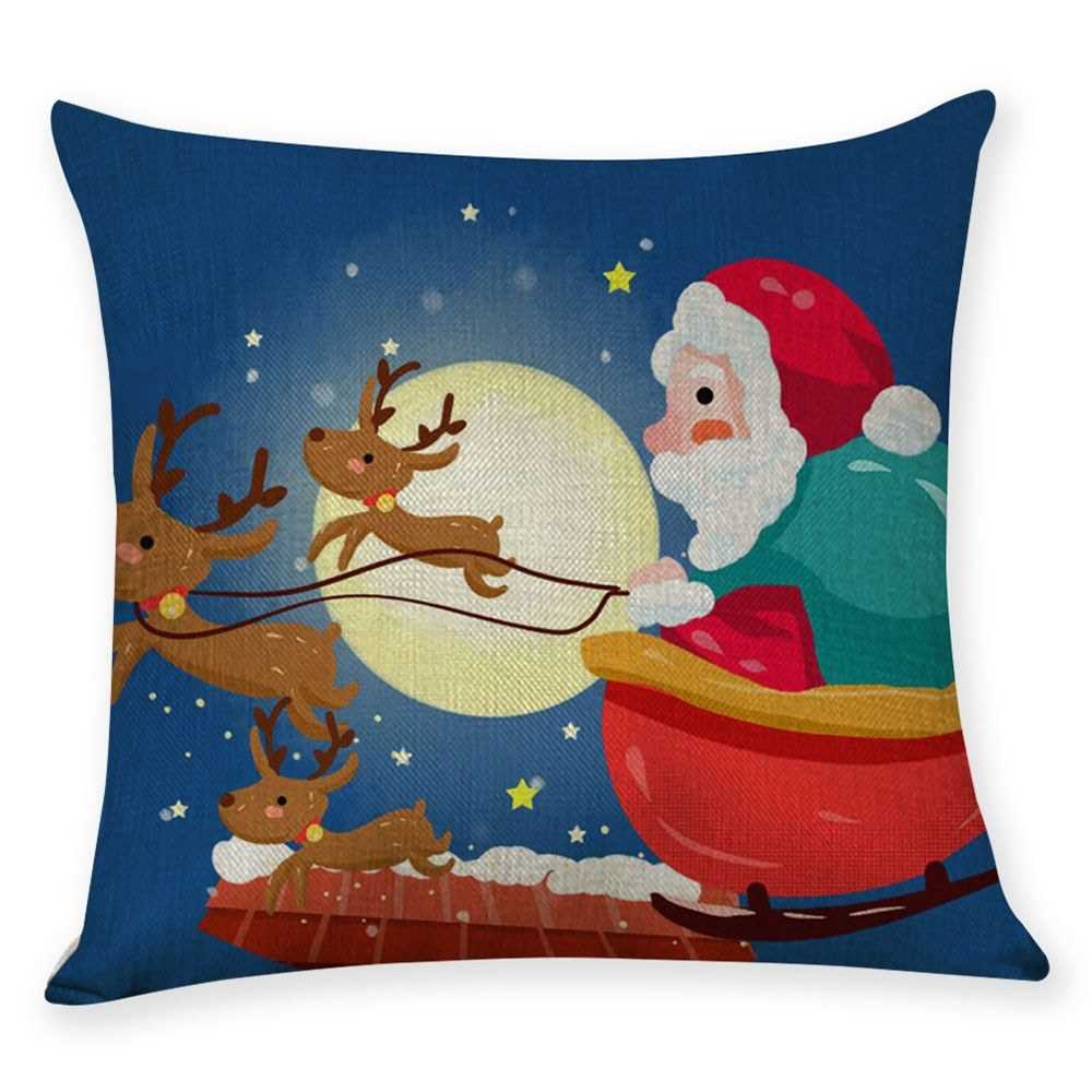 Pillow Cover Christmas Tree Cartoon Sofa (Blue) Shopee Malaysia