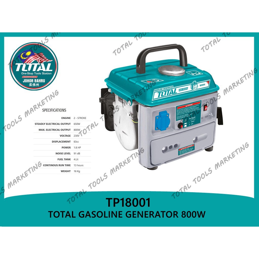 TOTAL GASOLINE GENERATOR 800W (TP18001) Shopee Malaysia