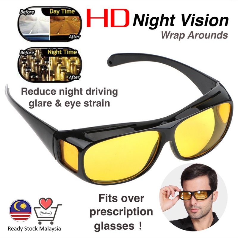 Ready StockUnisex Night Driving Glasses Anti Glare Vision Driver Safety UV400 Protect Goggles夜间驾驶眼镜 夜视眼镜