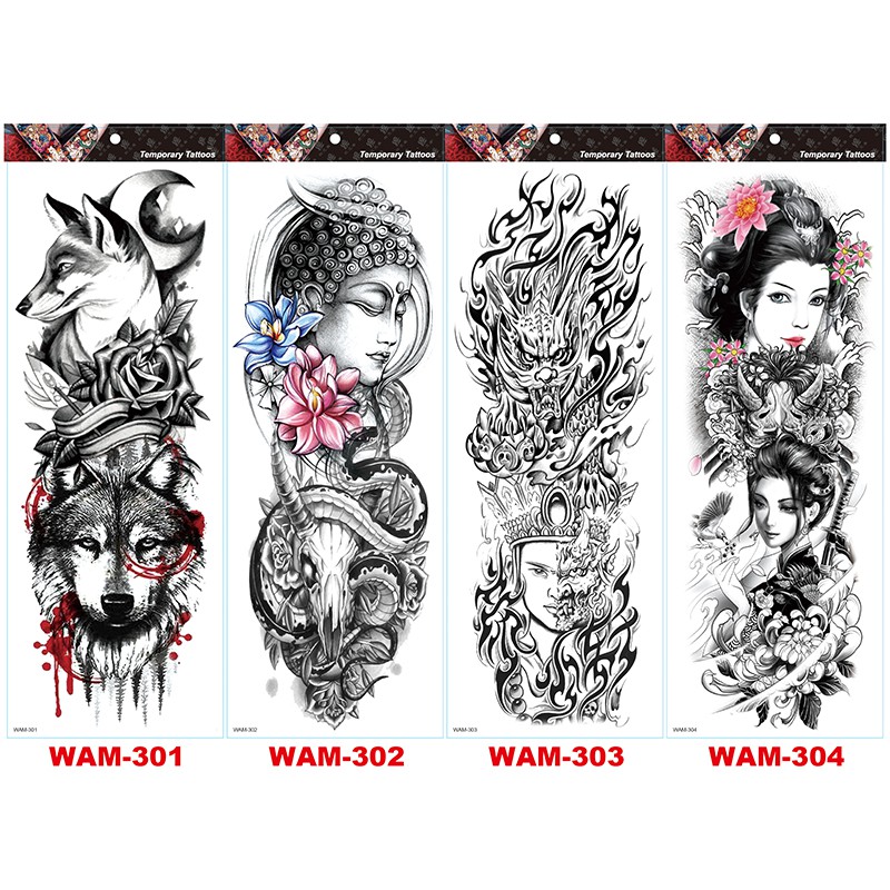 Large Arm Sleeve Tattoo Tiger Skull Owl Waterproof Temporary Tatto Sticker Fox Lion Body Art Full Fake Tatoo Women Men Shopee Malaysia