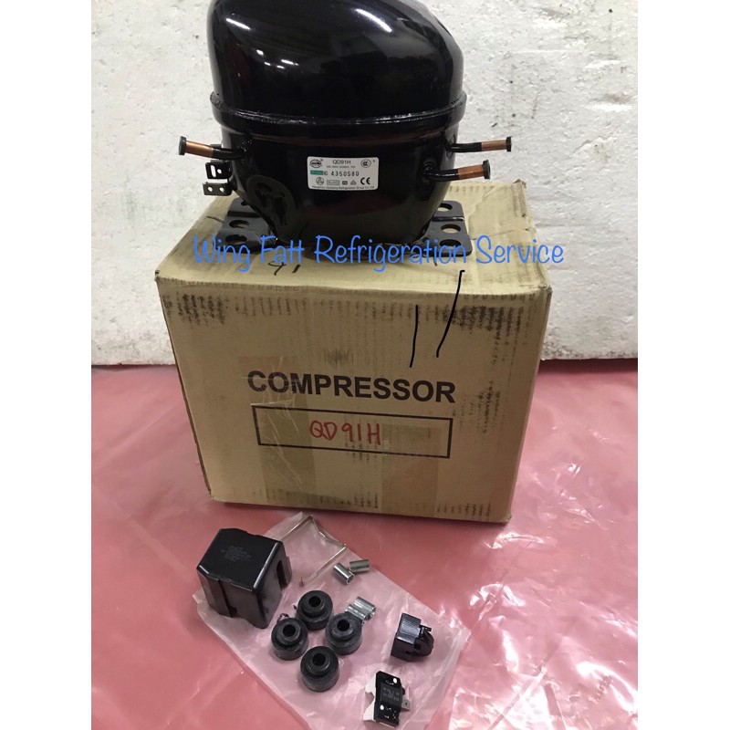 (New) QD91H 1/4HP Refrigerator Compressor R134a gas (Set) Refrigeration