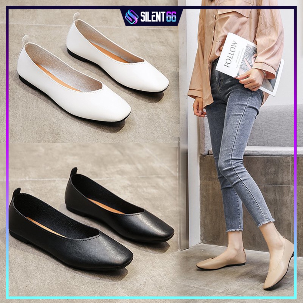 READY STOCK Women Flat Shoes Sandals Soft PU Leather Flat Bottom Casual Shoes - GLORIA