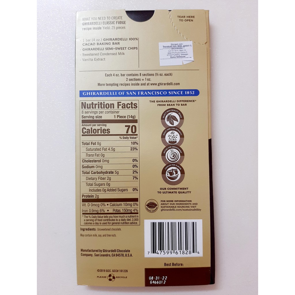 Ghirardelli 100 Cacao Unsweetened Chocolate Baking Bar Recipes