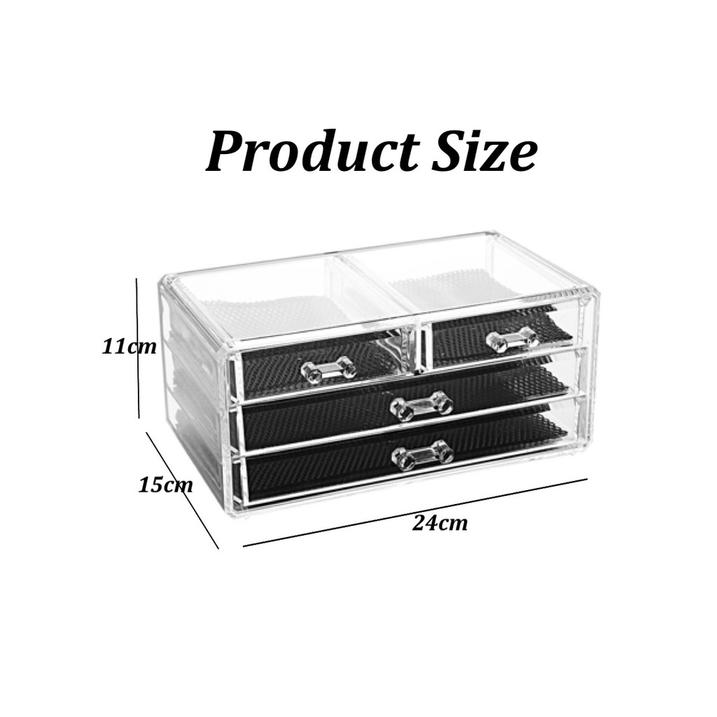 Acrylic 4 Drawers Cosmetic Makeup Organizer Storage Box Case