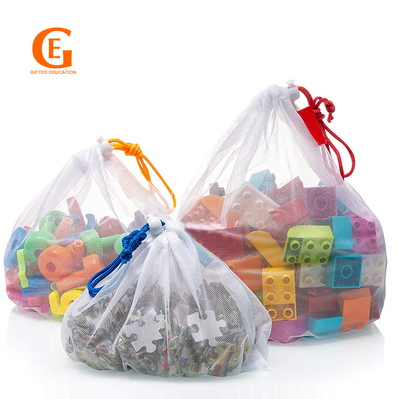 Drawstring Storage Bag Transparent Travel Carrying Toy Gift Vegetable Storage Reusable Nylon Mesh Pouch