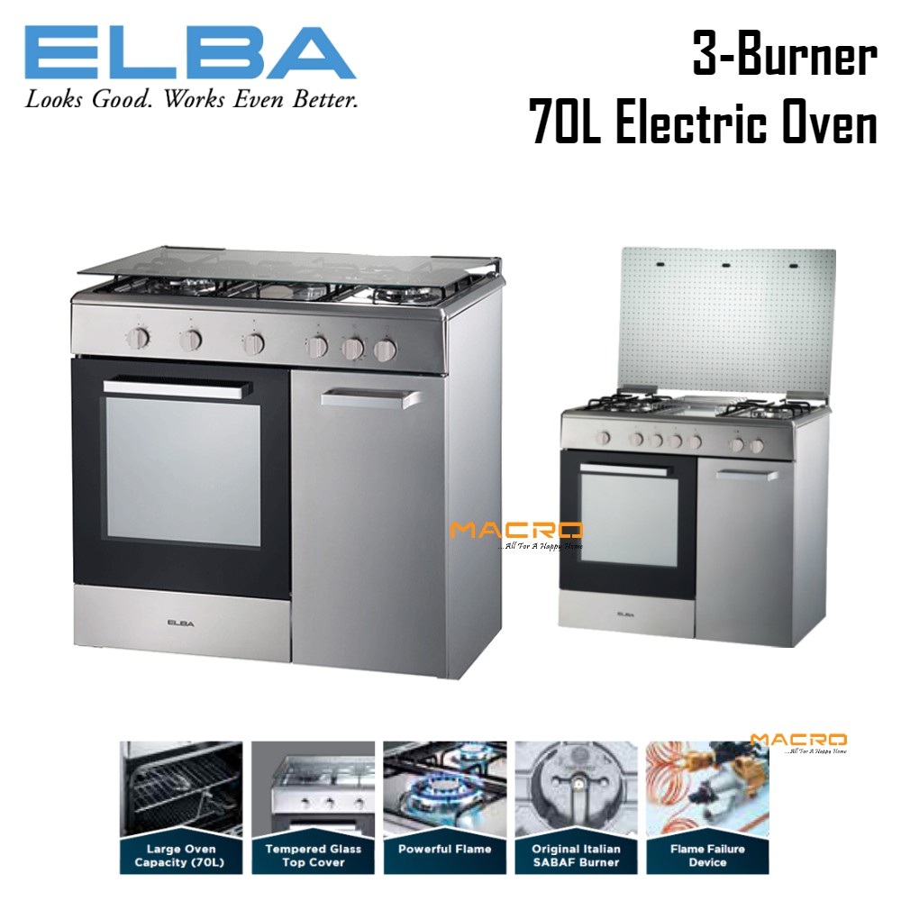 Elba Egc C9783e Ss Freestanding 3 Burner Gas Cooker With 70l