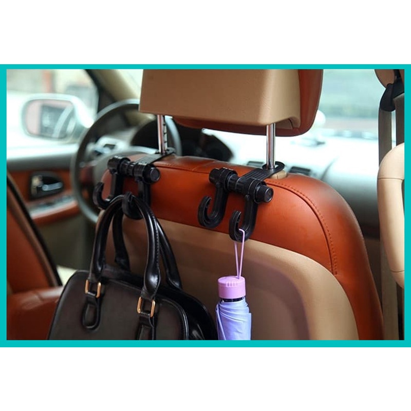 mekolen Car Back Seat Headrest Double Hook Hanger Holder Coat Grocery Bags Organizer Sun Visor Hook Clips 